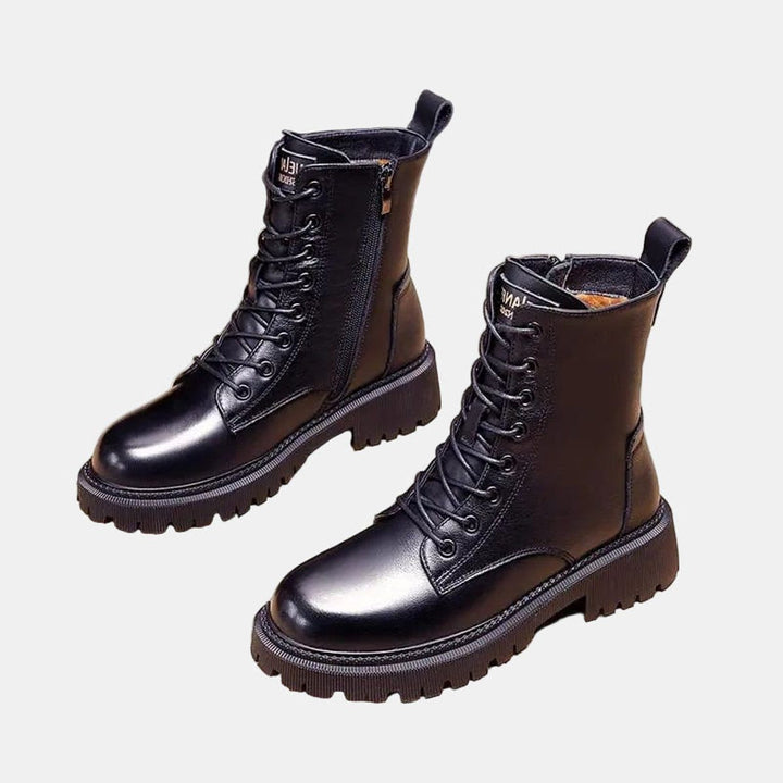 Undine | Gevoerde combat bottines met veters voor dames