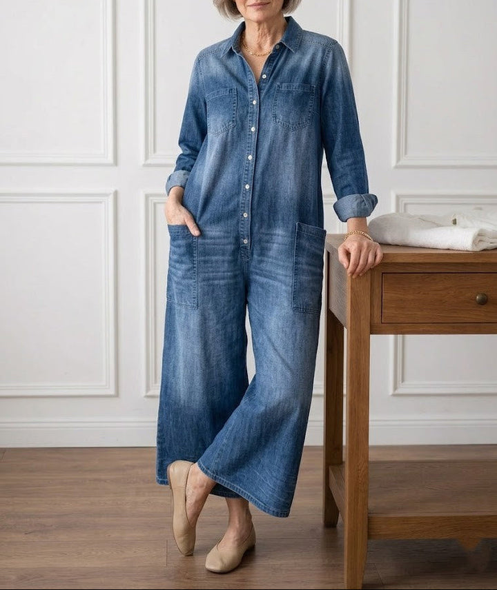 Mónica - Denim Katoenen Jumpsuit