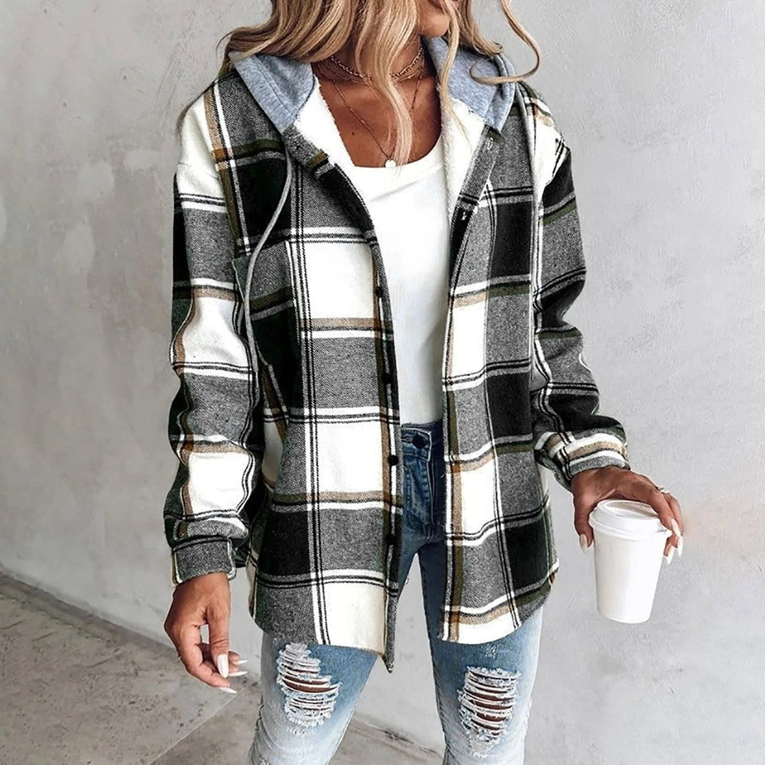Victorine | Geruite oversized cardigan met knopen voor dames