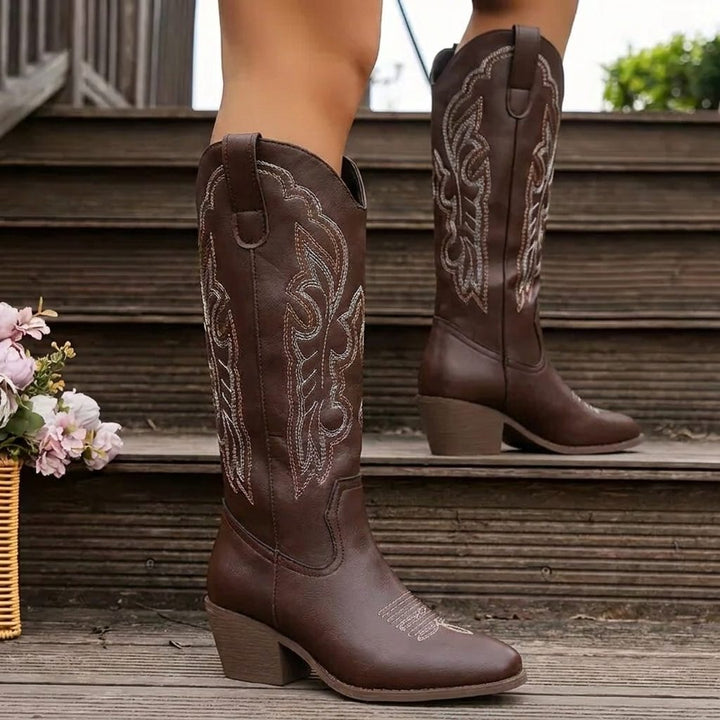 Wendeline | Geborduurde cowgirllaarzen met blokhak voor dames