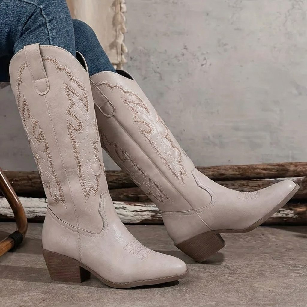 Wendeline | Geborduurde cowgirllaarzen met blokhak voor dames