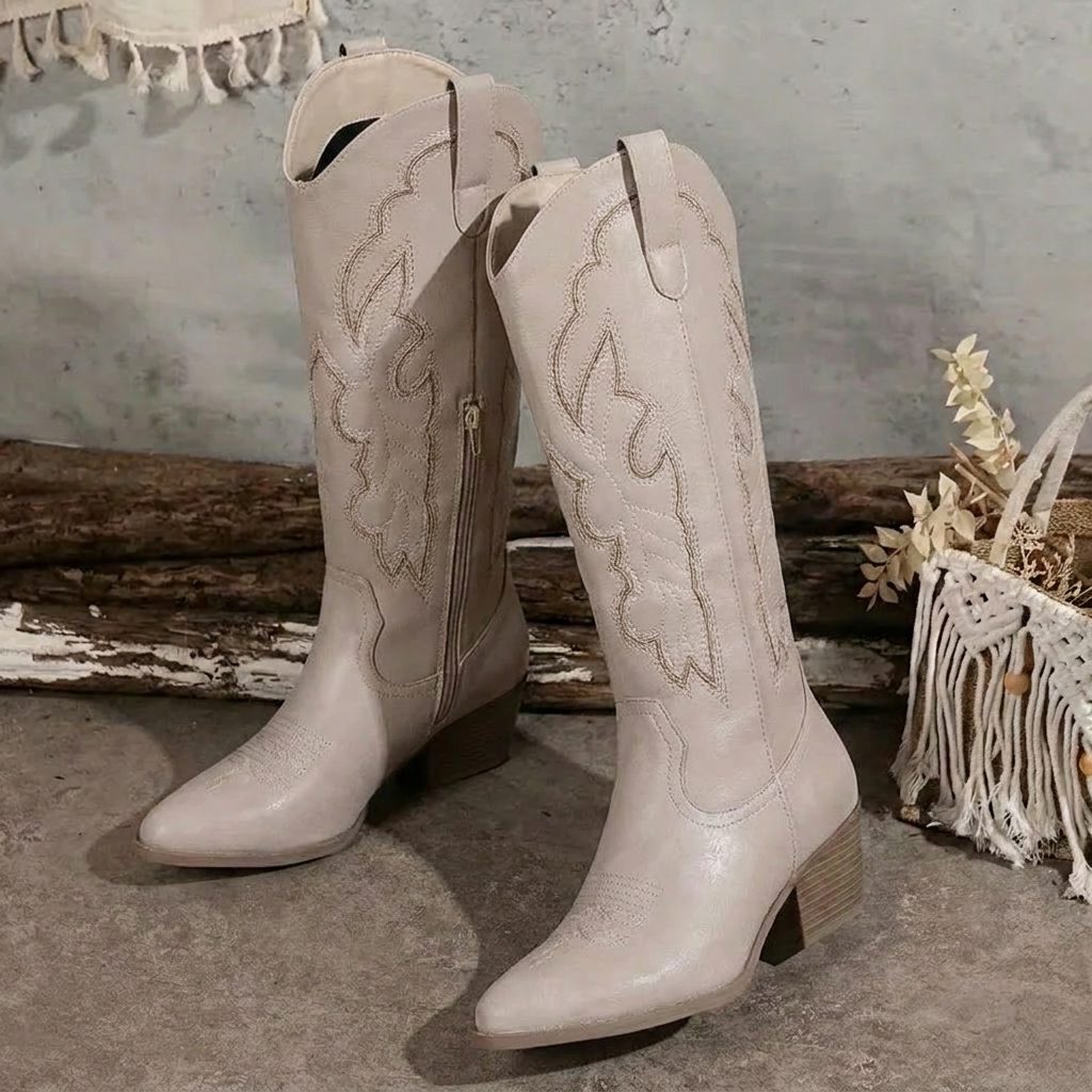 Wendeline | Geborduurde cowgirllaarzen met blokhak voor dames