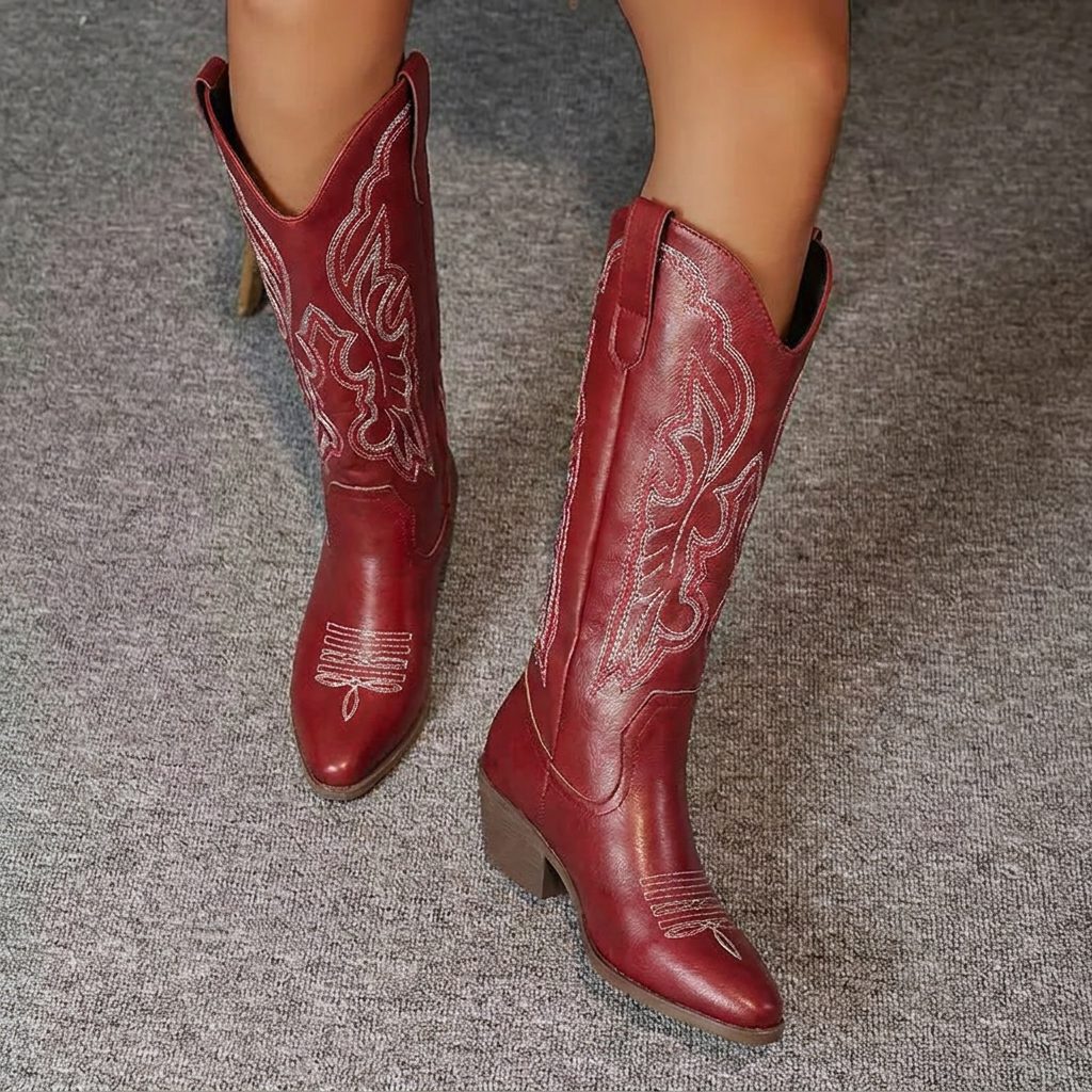 Wendeline | Geborduurde cowgirllaarzen met blokhak voor dames