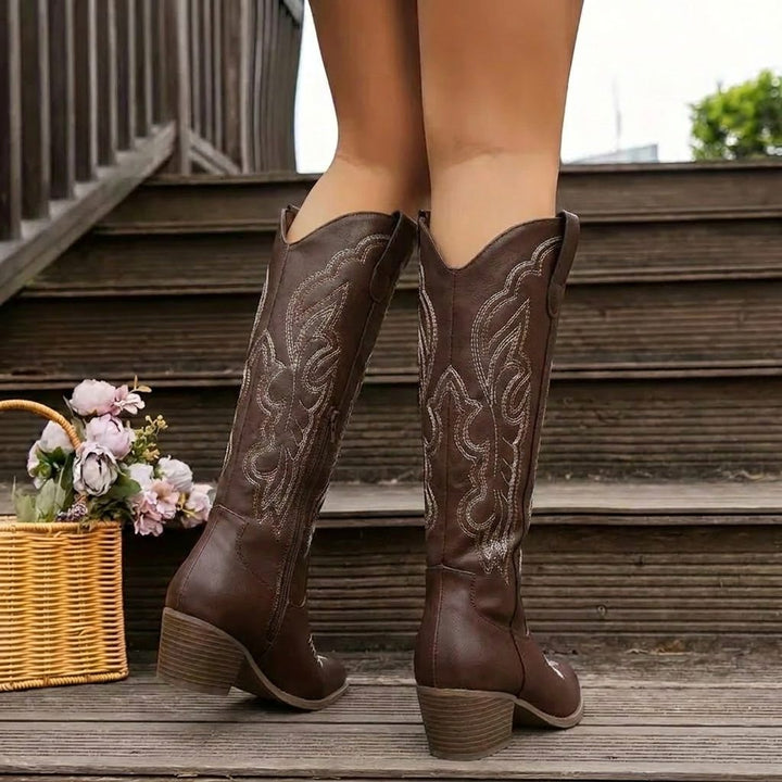 Wendeline | Geborduurde cowgirllaarzen met blokhak voor dames