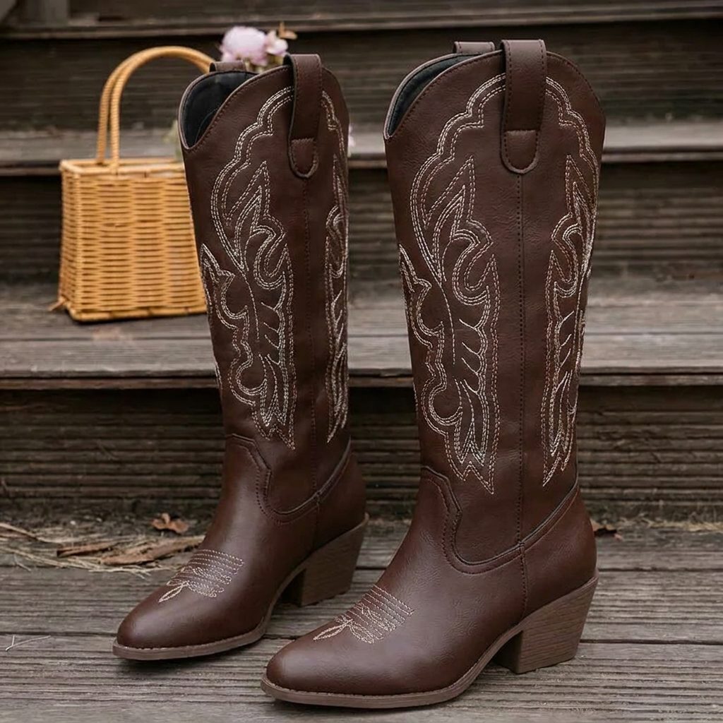 Wendeline | Geborduurde cowgirllaarzen met blokhak voor dames