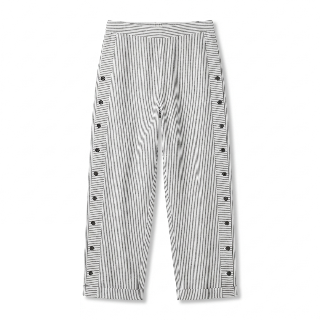Amika | Gestreepte 7/8-broek met knopenrij opzij voor dames
