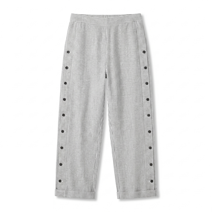 Amika | Gestreepte 7/8-broek met knopenrij opzij voor dames